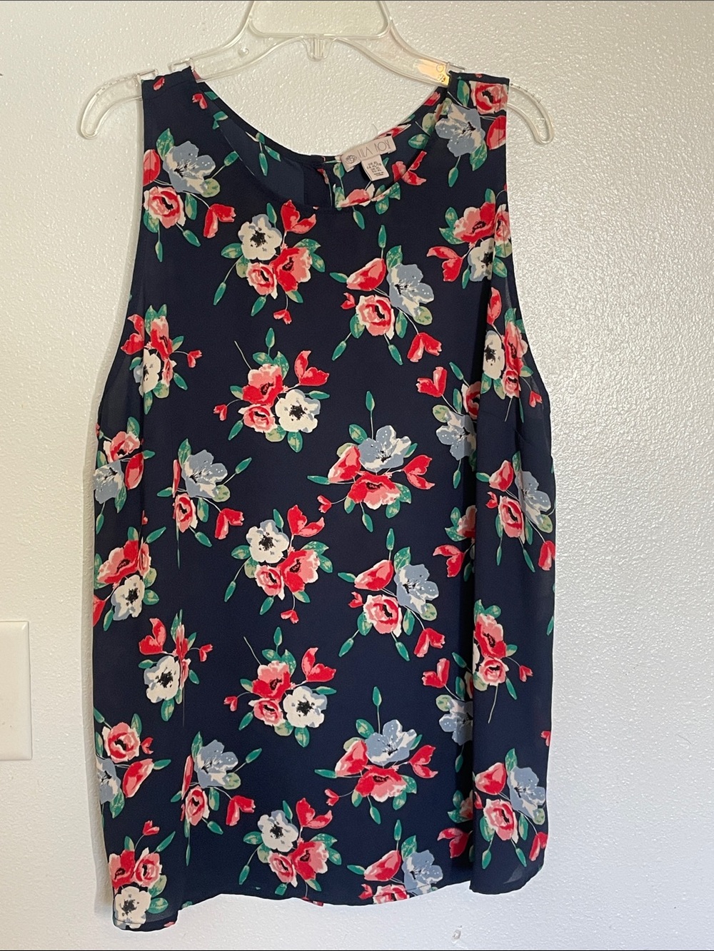 Lila Rose Navy Floral Sleeveless Blouse